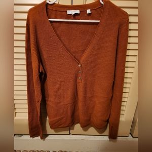 Cashmere Rust V-Neck Sweater